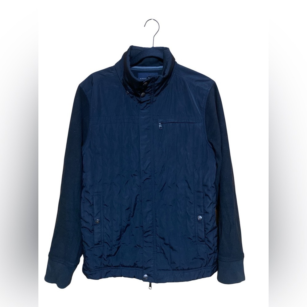 Banana Republic Black Mens Performance Coat Jacket with Hidden Hood, Size Medium